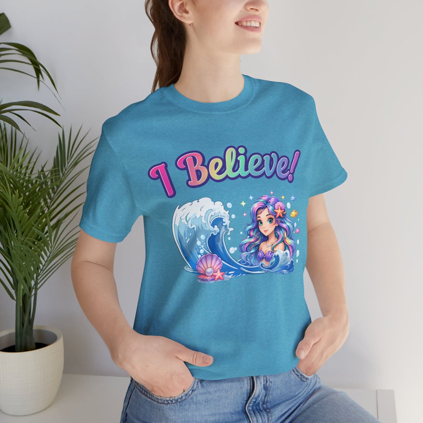 I Believe! Mermaid Fantasy T-Shirt | Magical Ocean Mythical Creature Graphic Tee