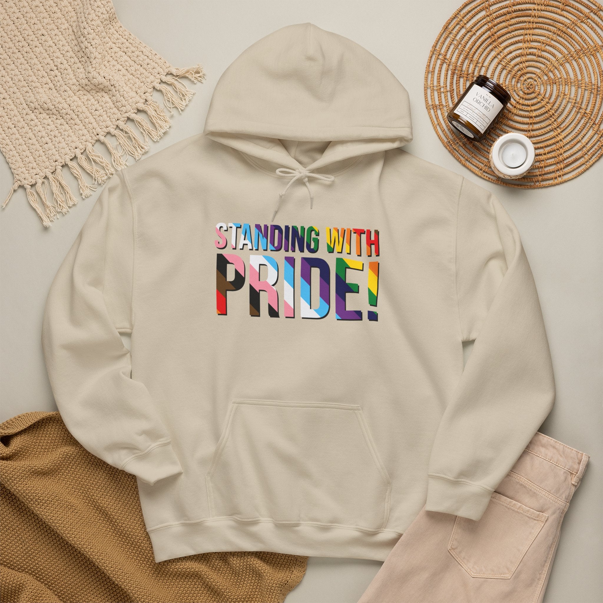 Standing With Pride Hoodie — Rainbow LGBTQ+ Ally Sweatshirt