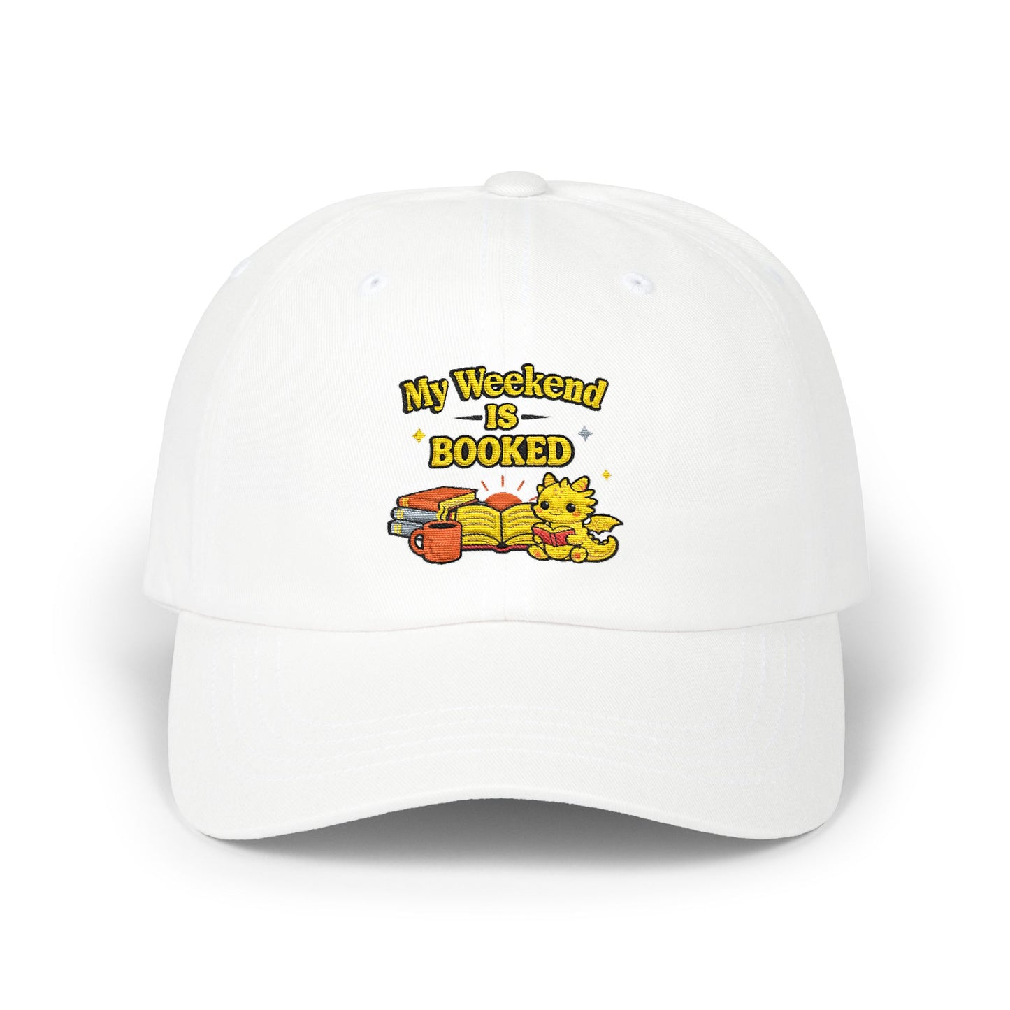 My Weekend Is Booked | Cute Book Dragon Embroidered Dad Cap