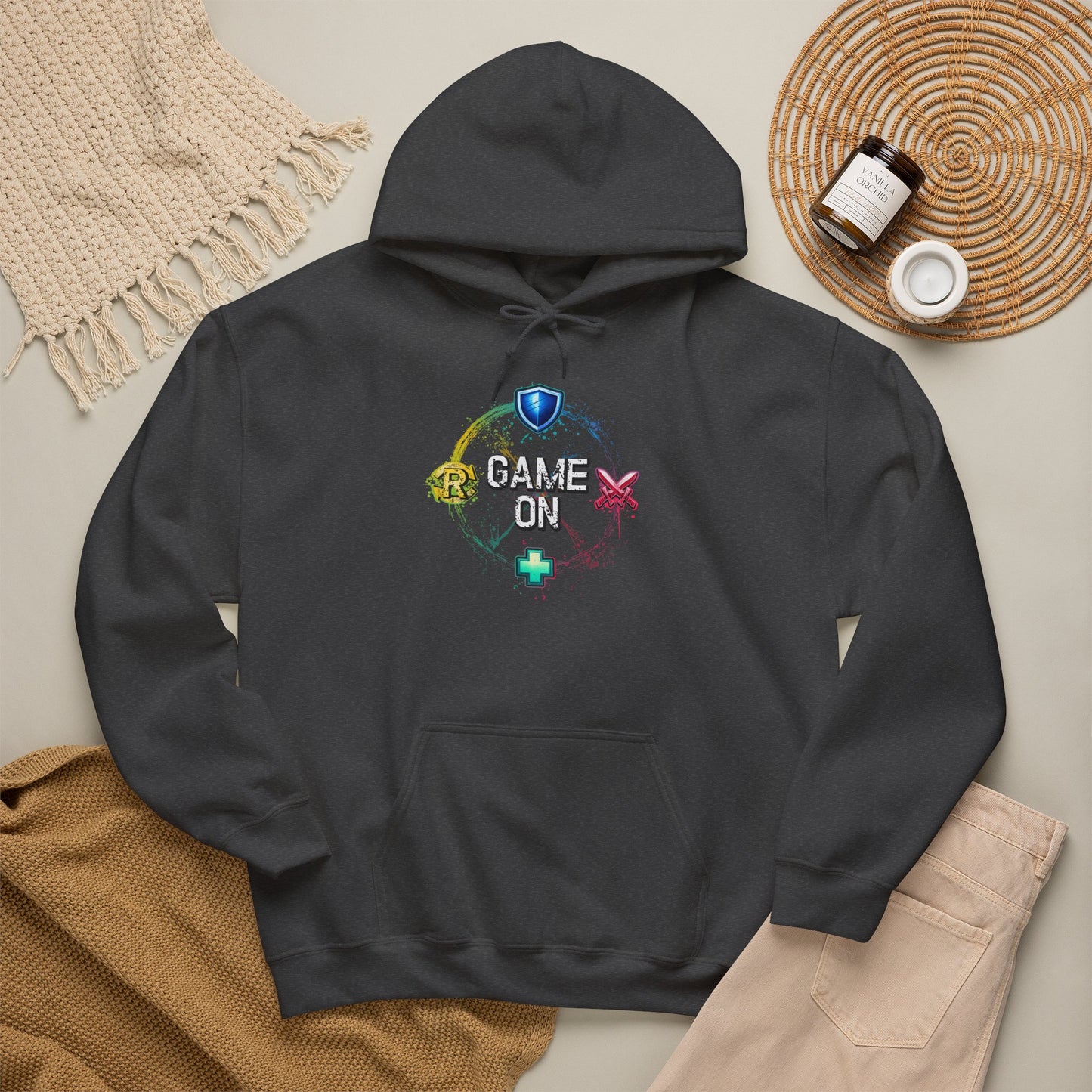 Tank DPS Heal Repeat Hoodie | MMO RPG Gamer Hoodie | Neon Graffiti Gaming Sweatshirt