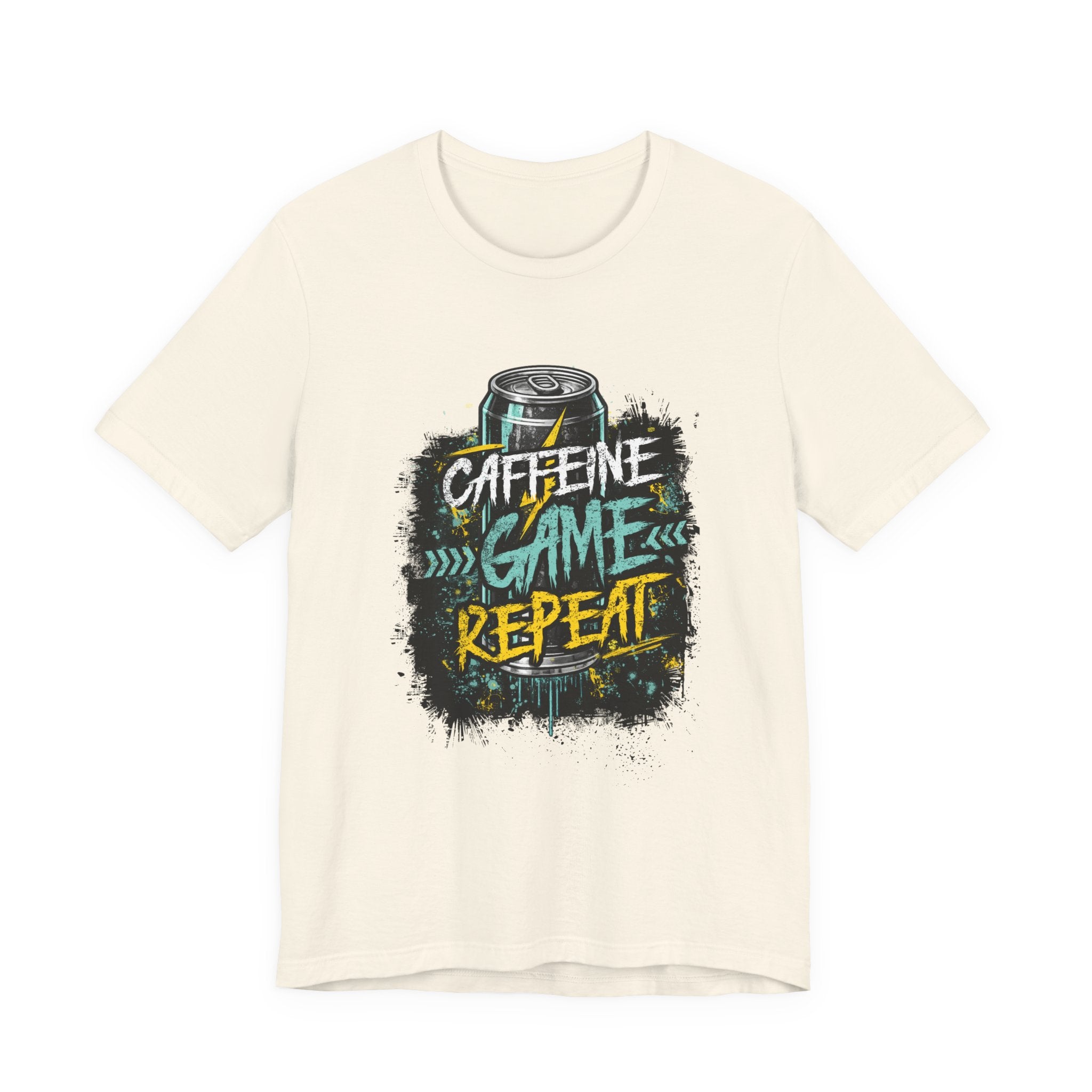 Caffeine Game Repeat T‑Shirt — Gamer Coffee Tee for Streamers & PC Players