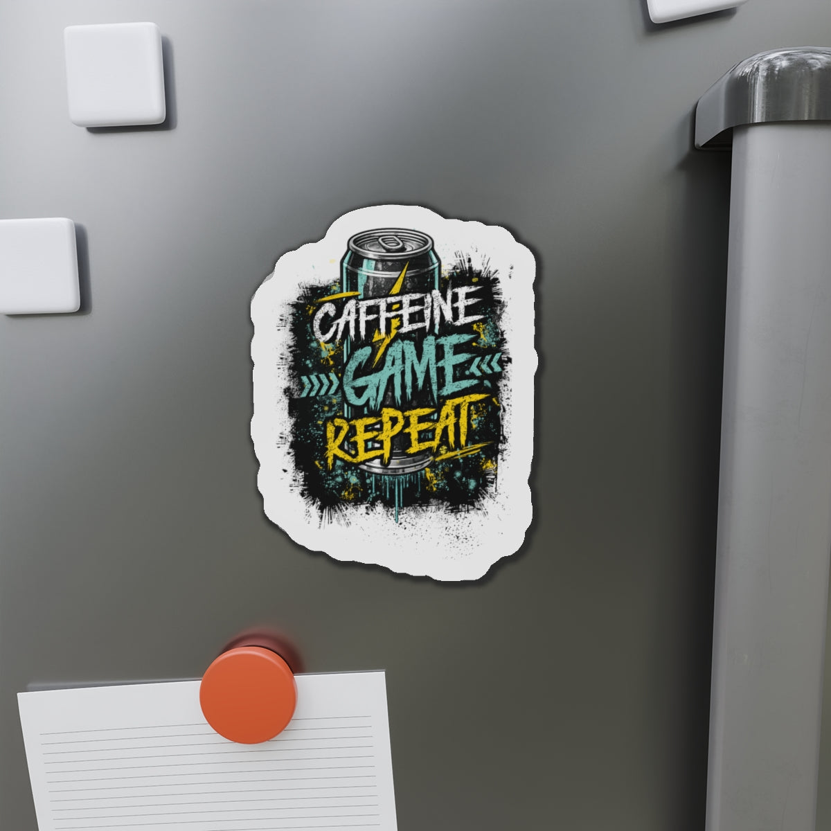 Caffeine Game Repeat Die-Cut Gamer Magnet