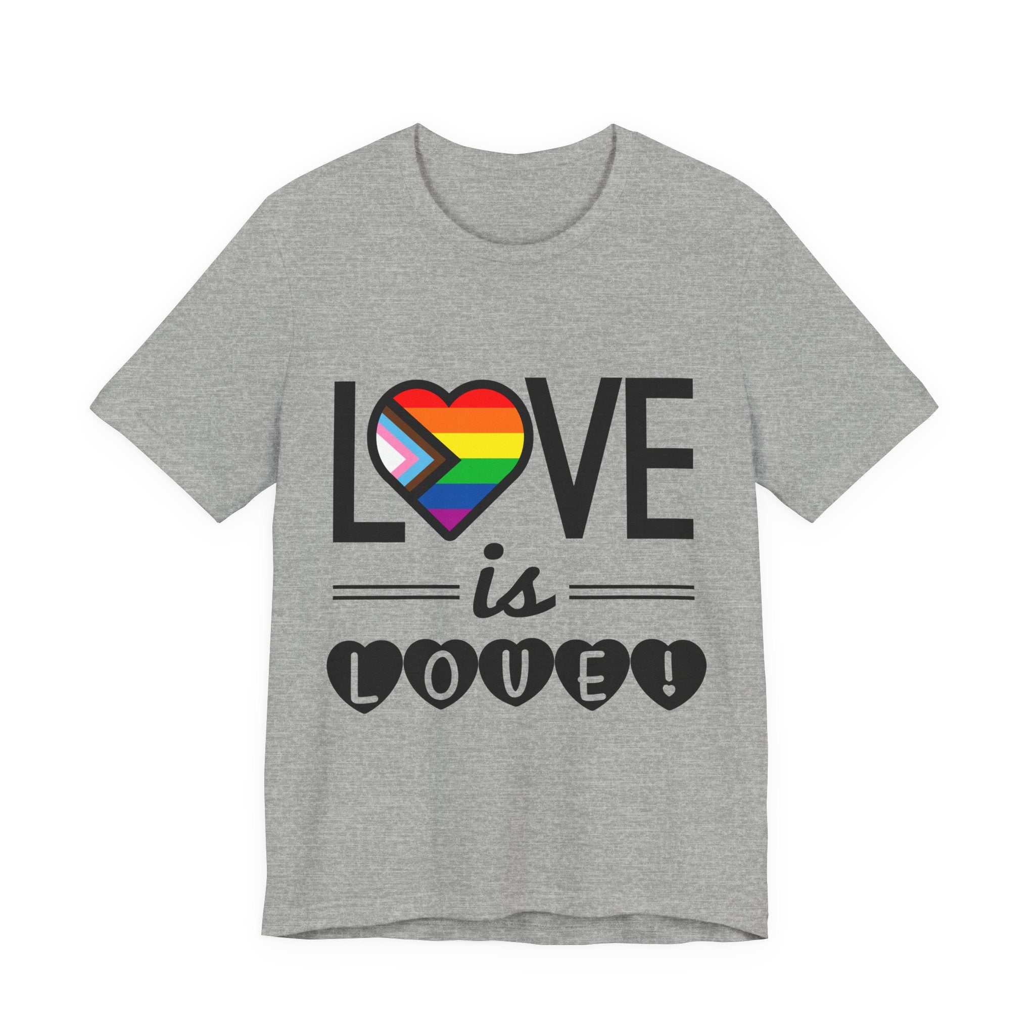 Love Is Love T-Shirt — Rainbow Heart Pride Tee