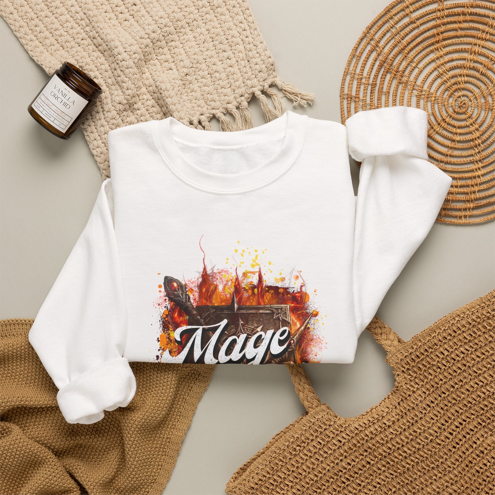 Mage Mains Crewneck Sweatshirt — "Do It With Flare" Fantasy Gamer Pullover
