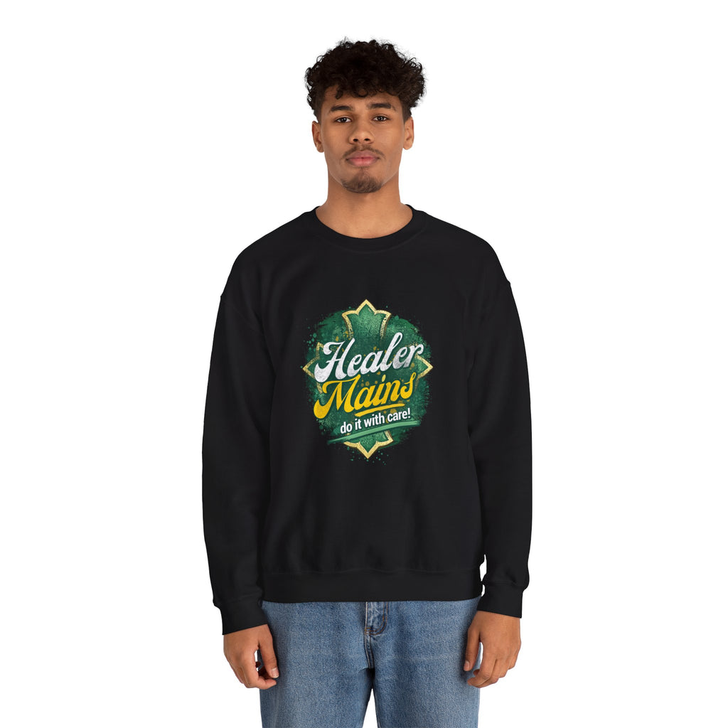 Healer Mains Crewneck Sweatshirt — Gamer RPG Healing Support Tee