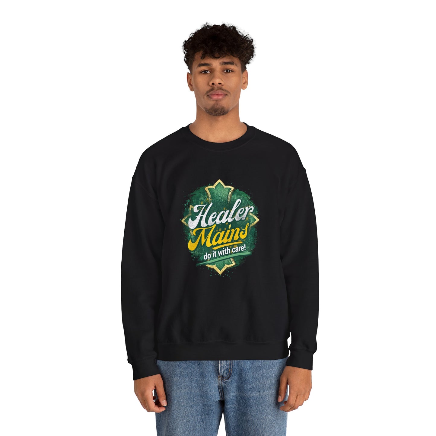 Healer Mains Crewneck Sweatshirt — Gamer RPG Healing Support Tee