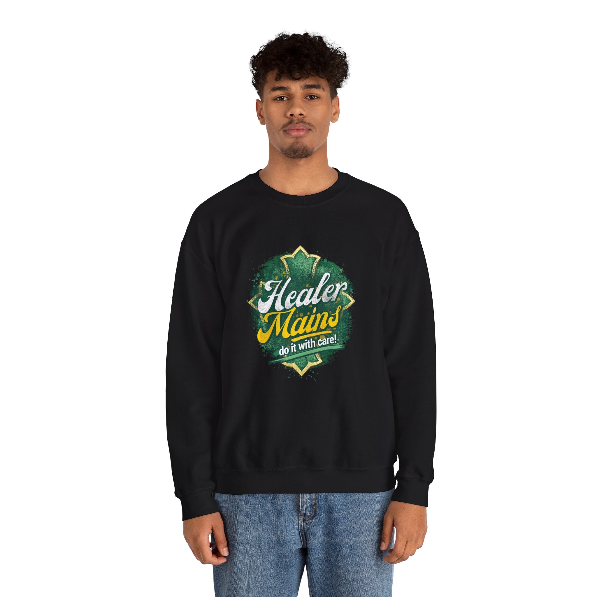 Healer Mains Crewneck Sweatshirt — Gamer RPG Healing Support Tee