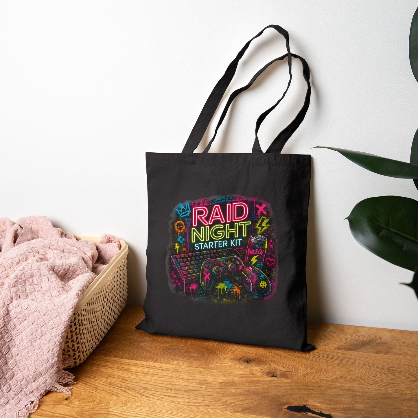 Raid Night Starter Kit | Retro Neon Gamer Tote Bag
