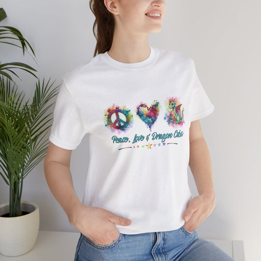 Peace, Love & Dragon Cubs Watercolor Fantasy Dragon Lover T-Shirt