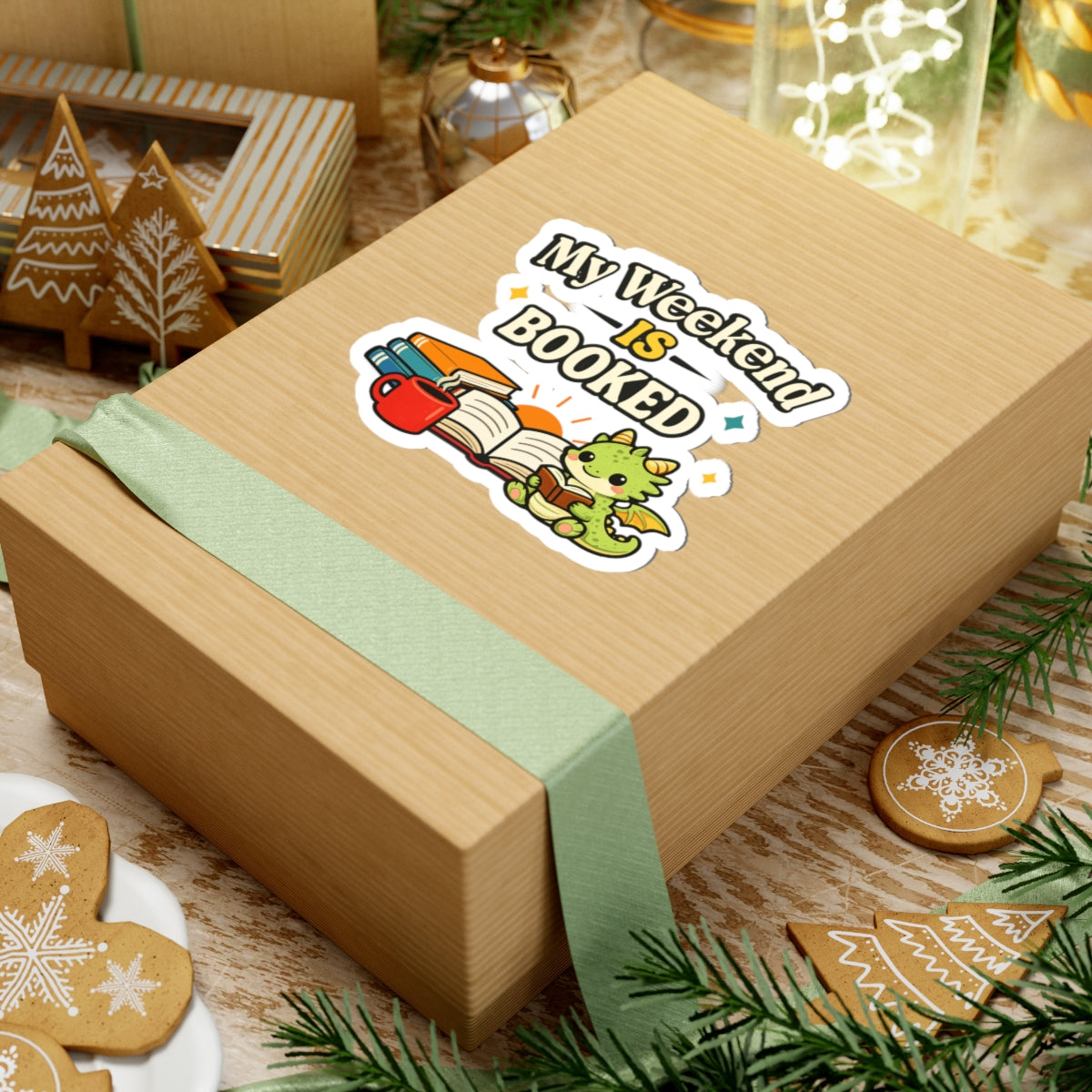 My Weekend Is Booked | Cute Book Dragon Reading Sticker