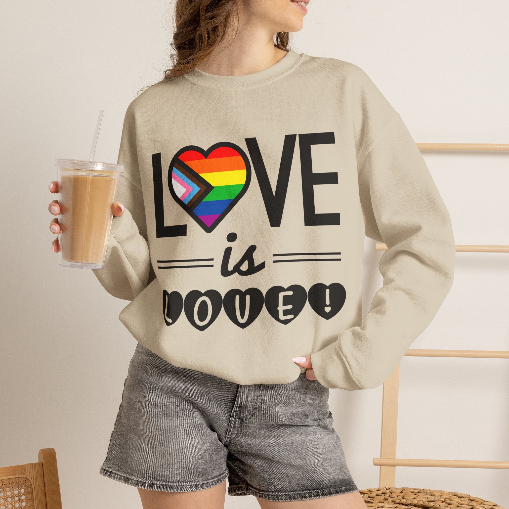 Love Is Love Sweatshirt — Rainbow Heart Pride Crewneck
