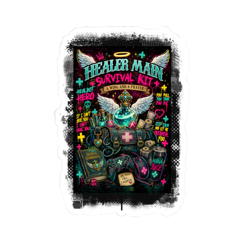 Healer Main Survival Kit | Retro Neon Gamer Vinyl Sticker