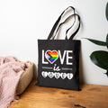 Love Is Love Pride Canvas Tote Bag — Rainbow Heart LGBTQ+ Reusable Shopper