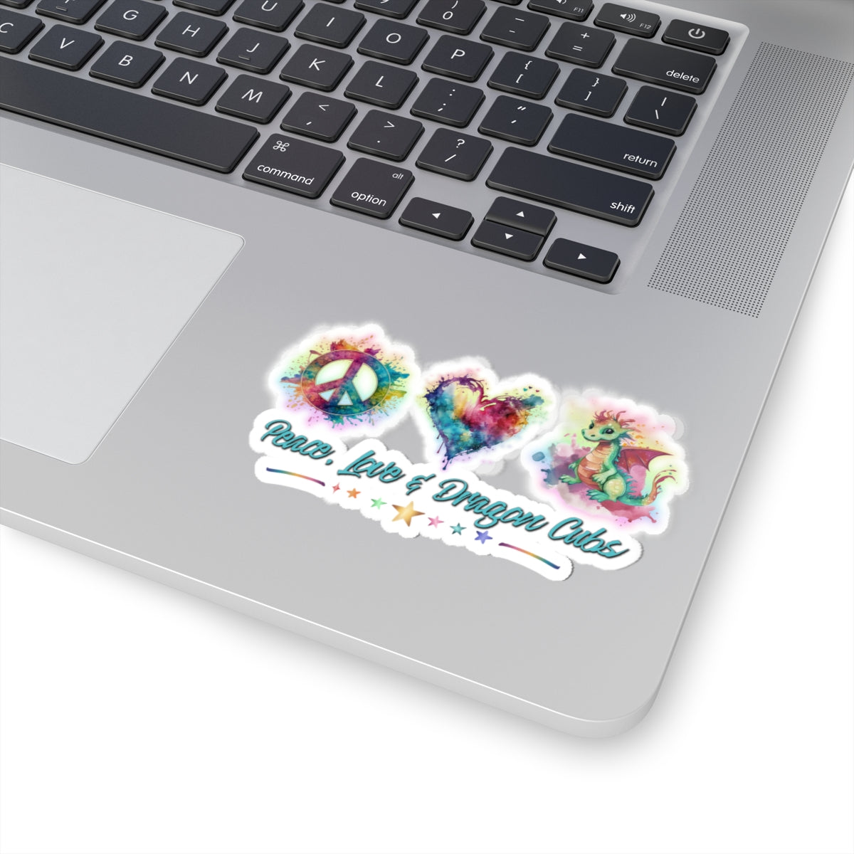 Peace, Love & Dragon Cubs Watercolor Fantasy Vinyl Sticker