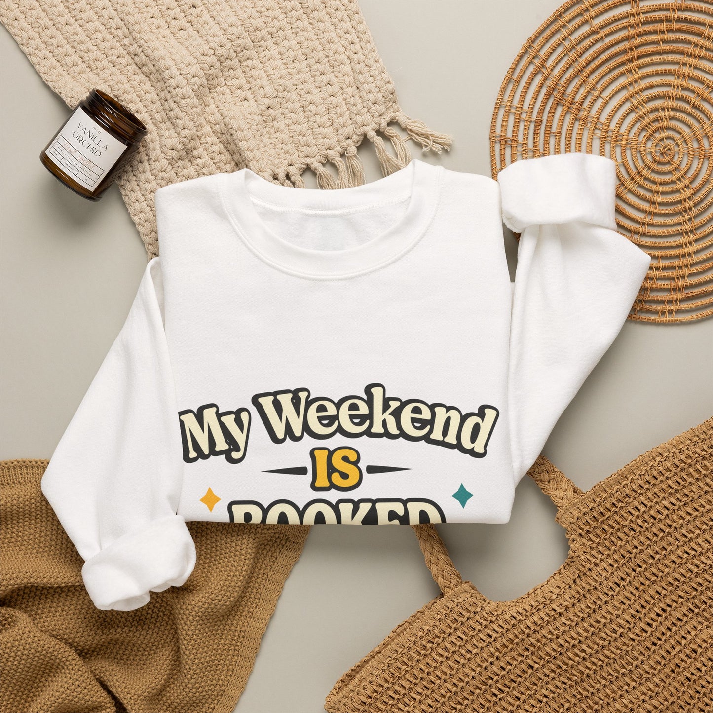 My Weekend Is Booked | Cute Book Dragon Cozy Crewneck Sweatshirt