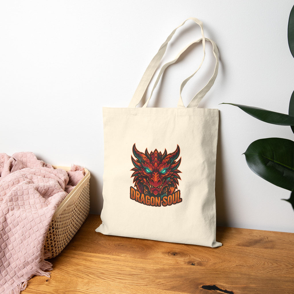 Dragon Soul Tote, dragon fantasy art, mythical creature, tattoo style
