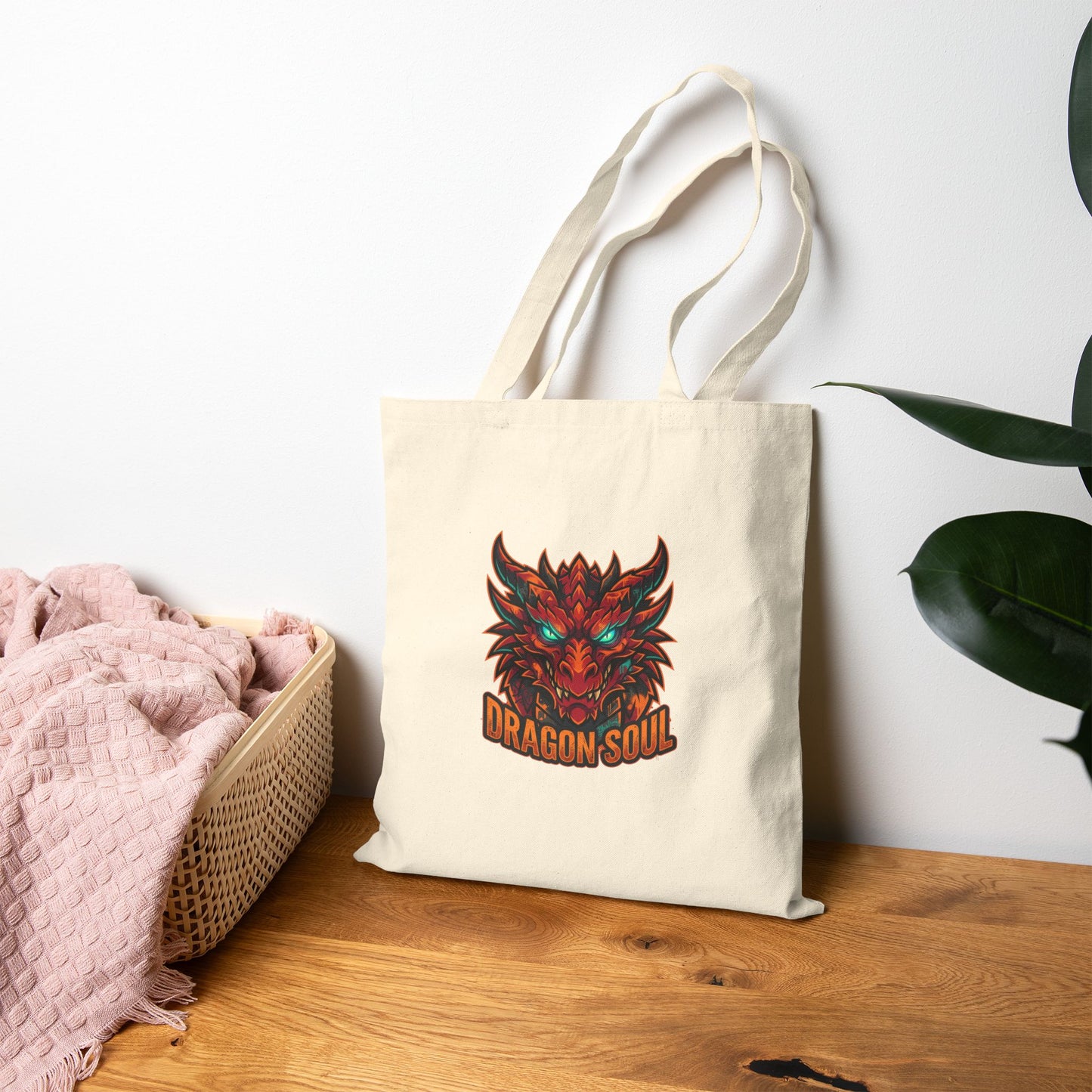 Dragon Soul Tote, dragon fantasy art, mythical creature, tattoo style