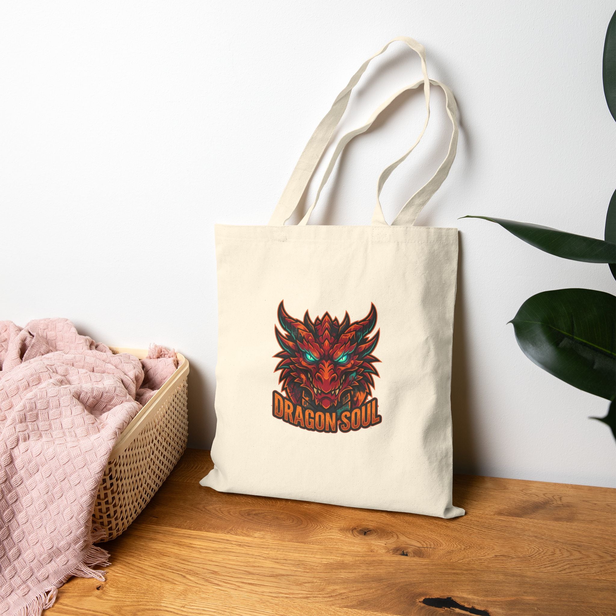 Dragon Soul Tote, dragon fantasy art, mythical creature, tattoo style