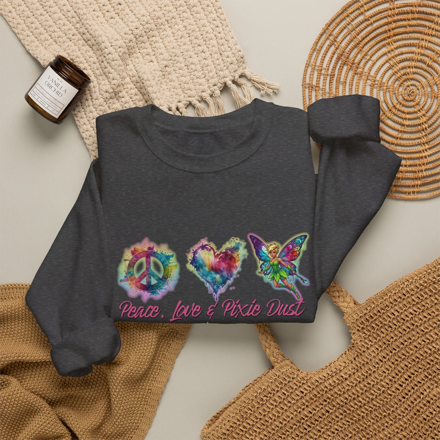 Peace, Love & Pixie Dust Fantasy Crewneck Sweatshirt