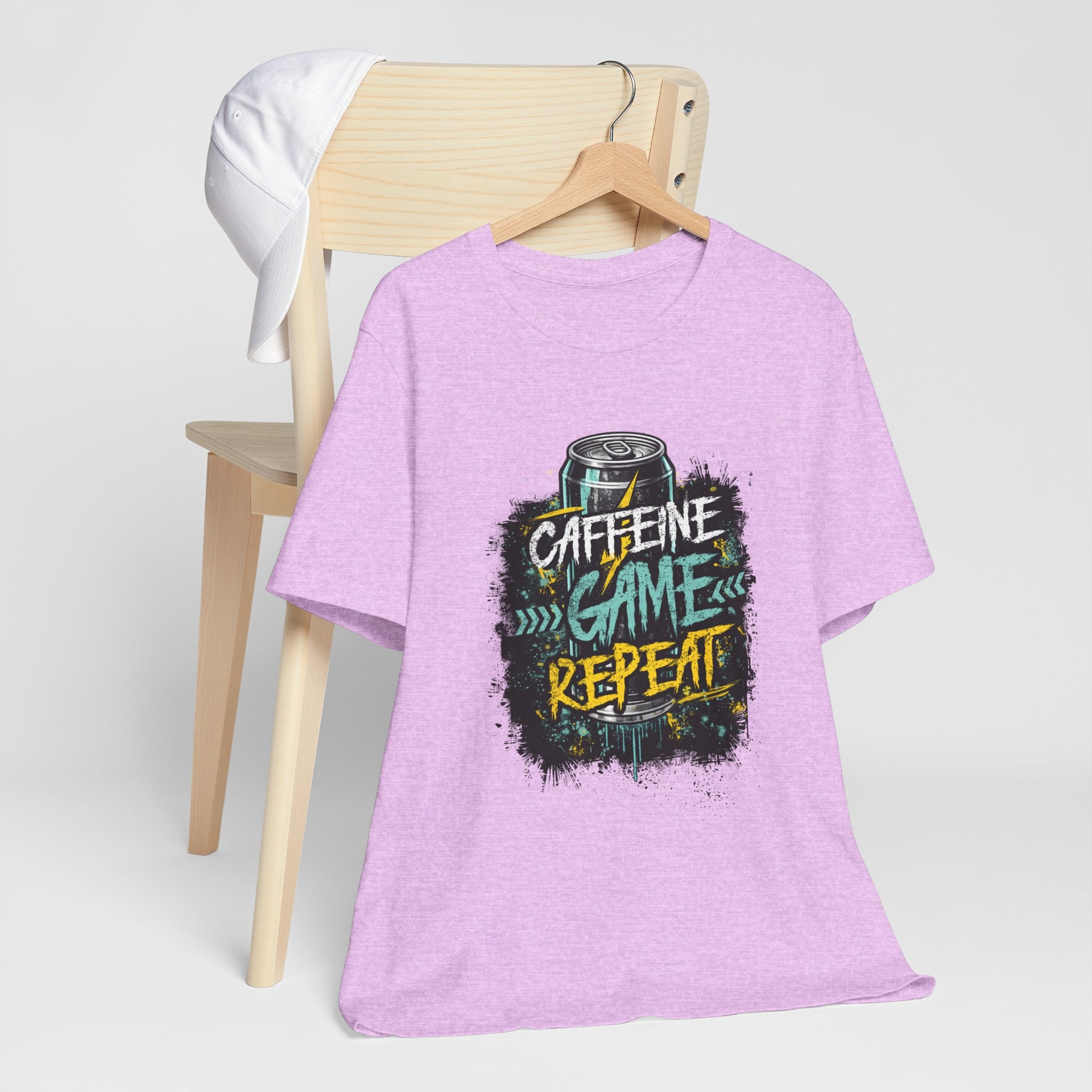 Caffeine Game Repeat T‑Shirt — Gamer Coffee Tee for Streamers & PC Players