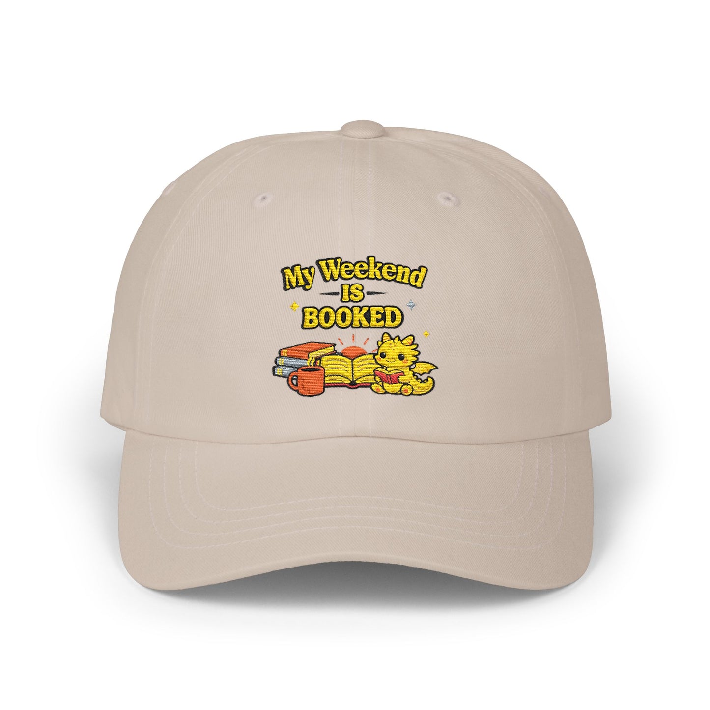 My Weekend Is Booked | Cute Book Dragon Embroidered Dad Cap