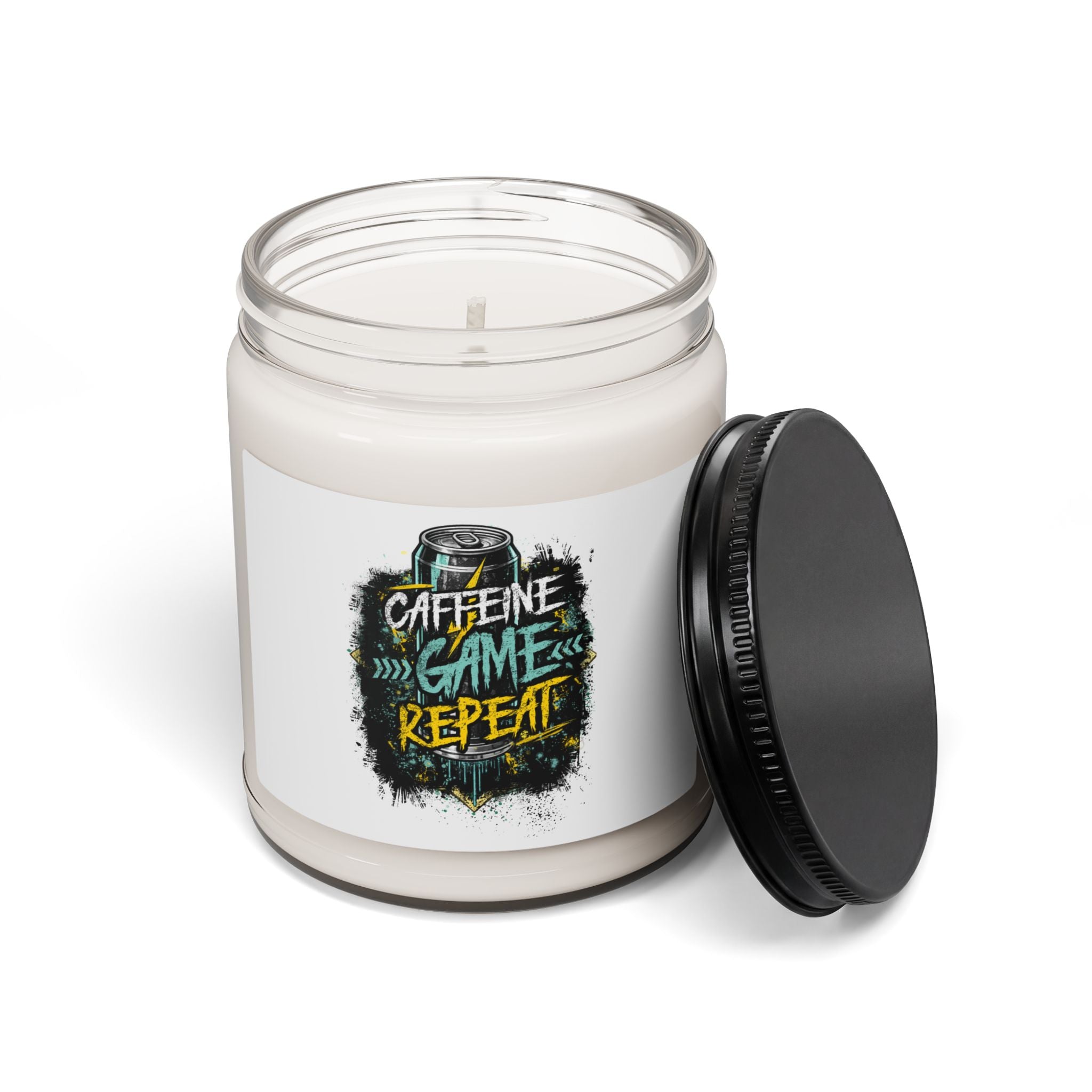 Soy Candle — “Caffeine, Game, Repeat” Gamer Scented Candle (9oz)