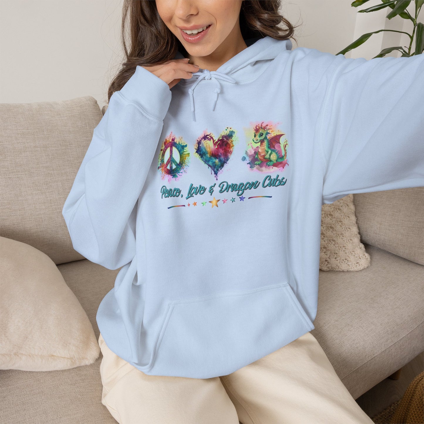 Peace, Love & Dragon Cubs Fantasy Pullover Hoodie