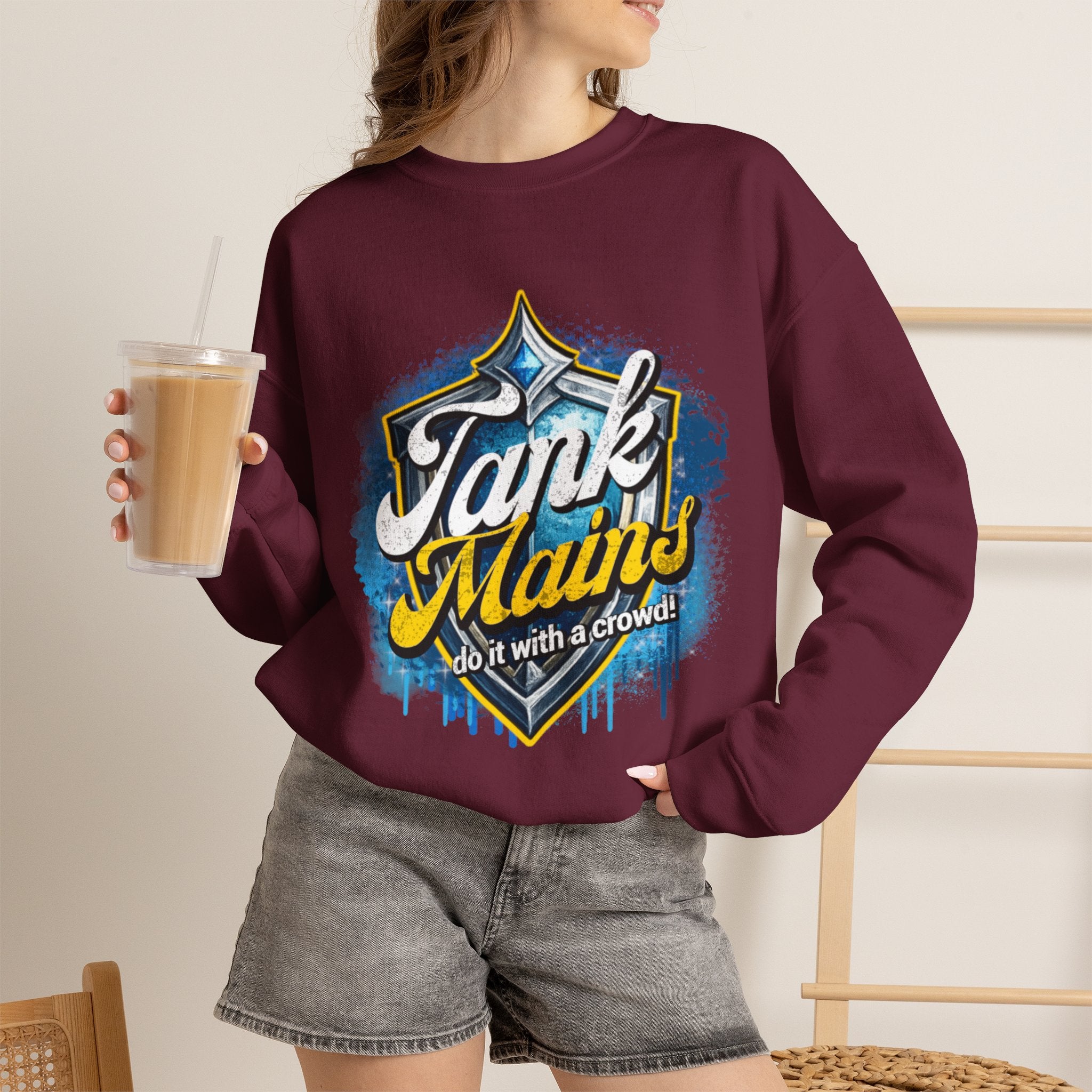 Tank Mains Crewneck Sweatshirt — Gamer Esports Graphic Pullover