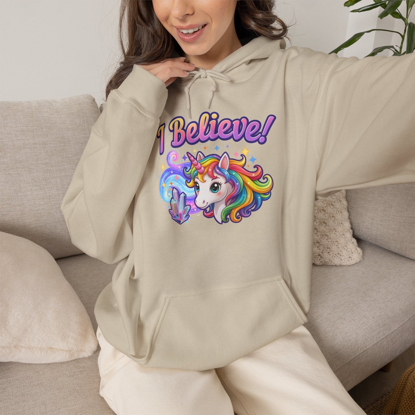 I Believe ... Unicorn Hoodie | Colorful Fantasy Mythical Creature Pullover Sweatshirt