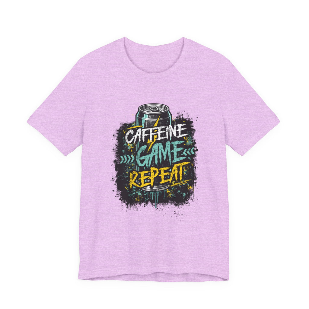 Caffeine Game Repeat T‑Shirt — Gamer Coffee Tee for Streamers & PC Players
