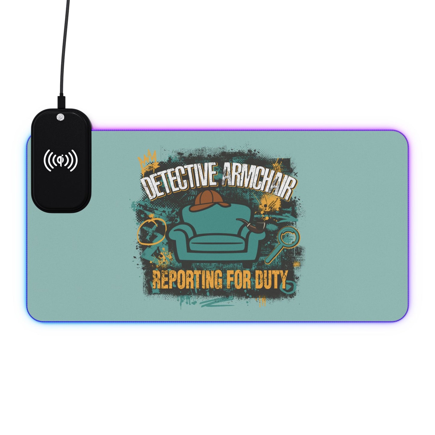 Detective Armchair Reporting for Duty Extended RGB Gaming Mouse Pad