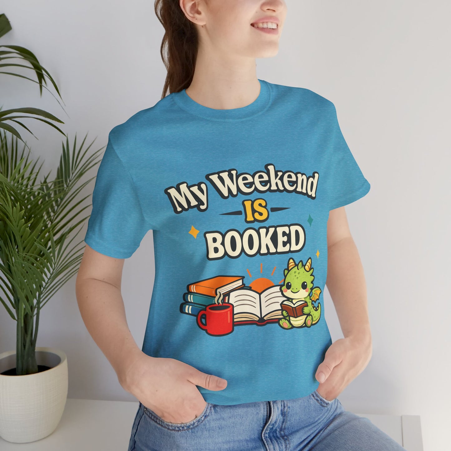 My Weekend Is Booked Cute Book Dragon Reading T-Shirt