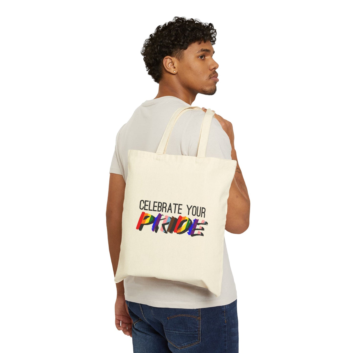 Tote | "Celebrate Your Pride" Rainbow Canvas Tote Bag