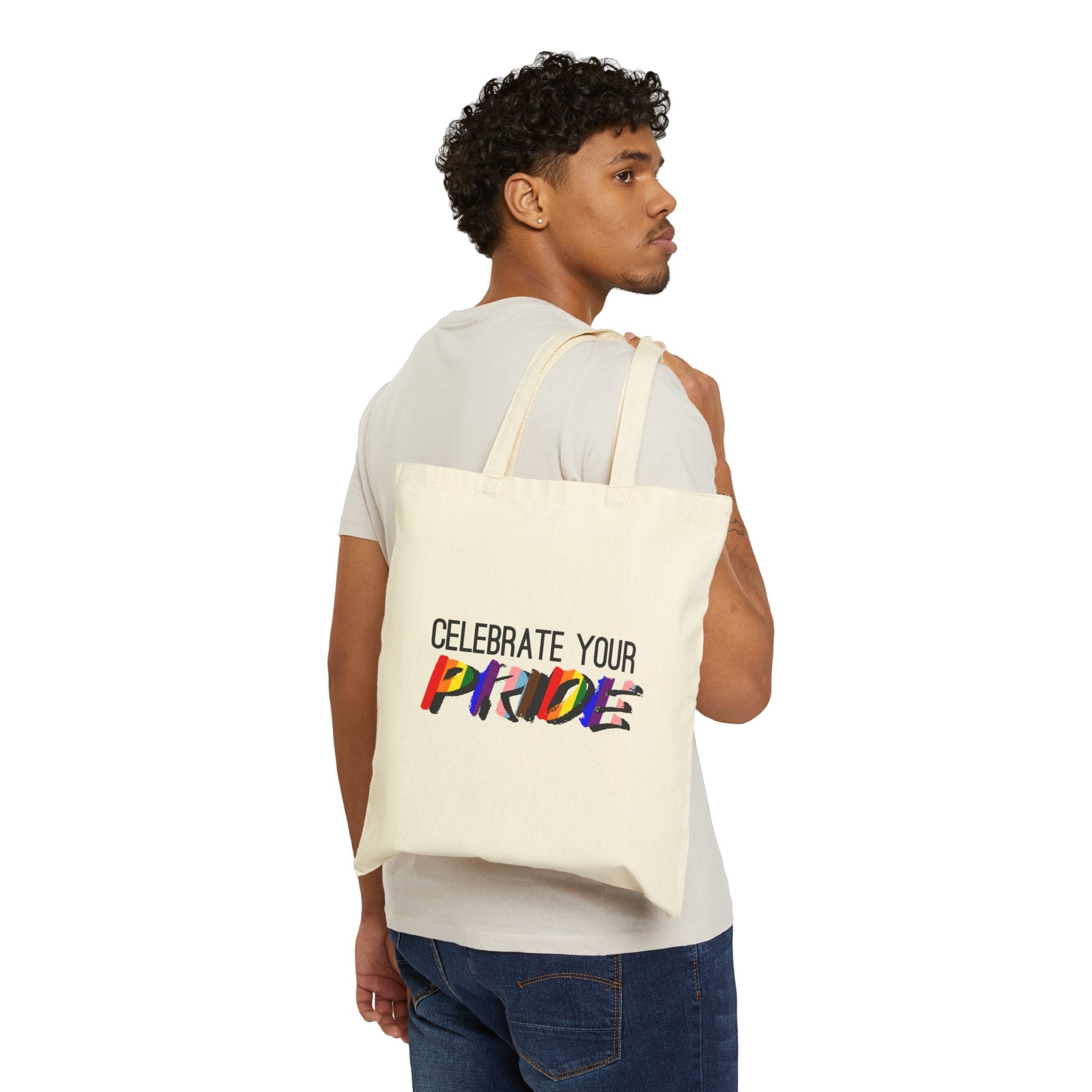 Tote — "Celebrate Your Pride" Rainbow Canvas Tote Bag