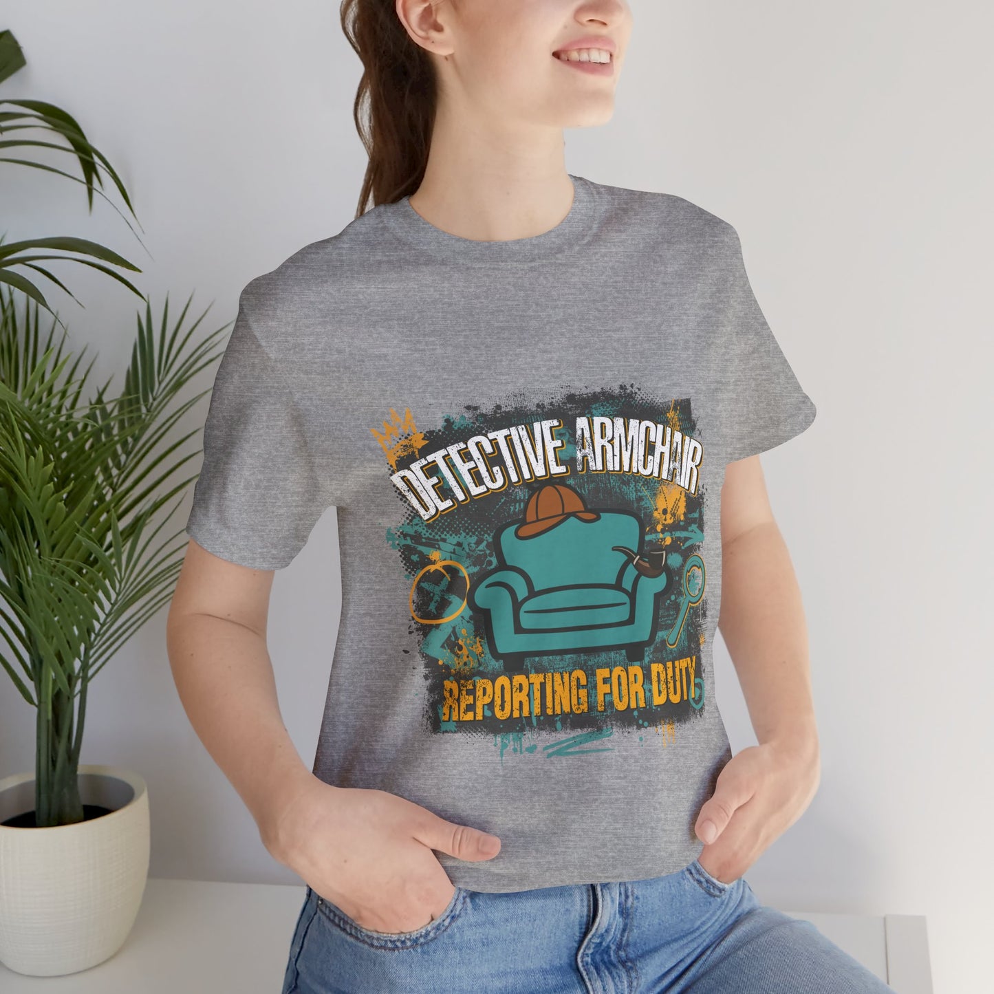 Detective Armchair Reporting for Duty Funny True Crime Graphic T-Shirt