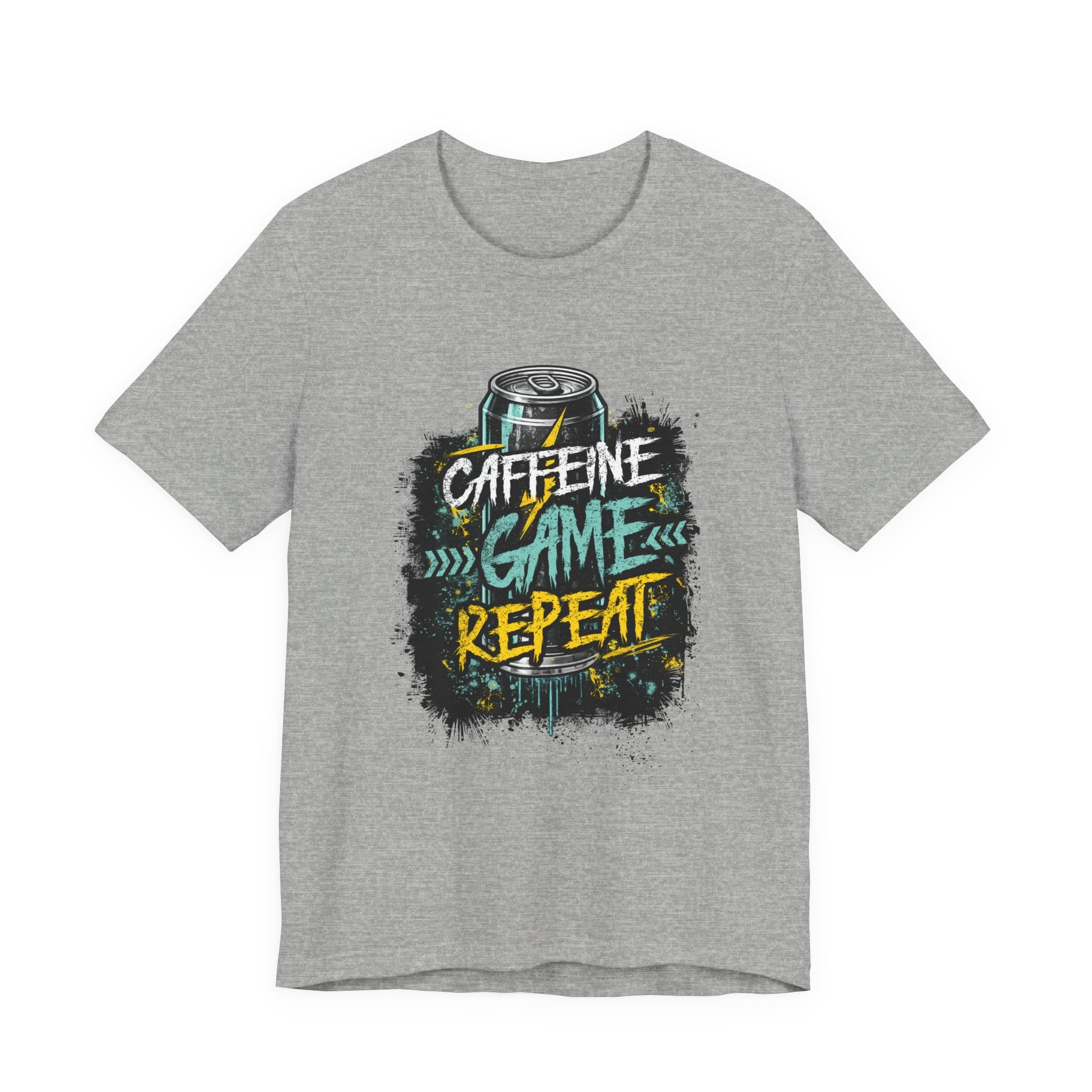 Caffeine Game Repeat T‑Shirt — Gamer Coffee Tee for Streamers & PC Players