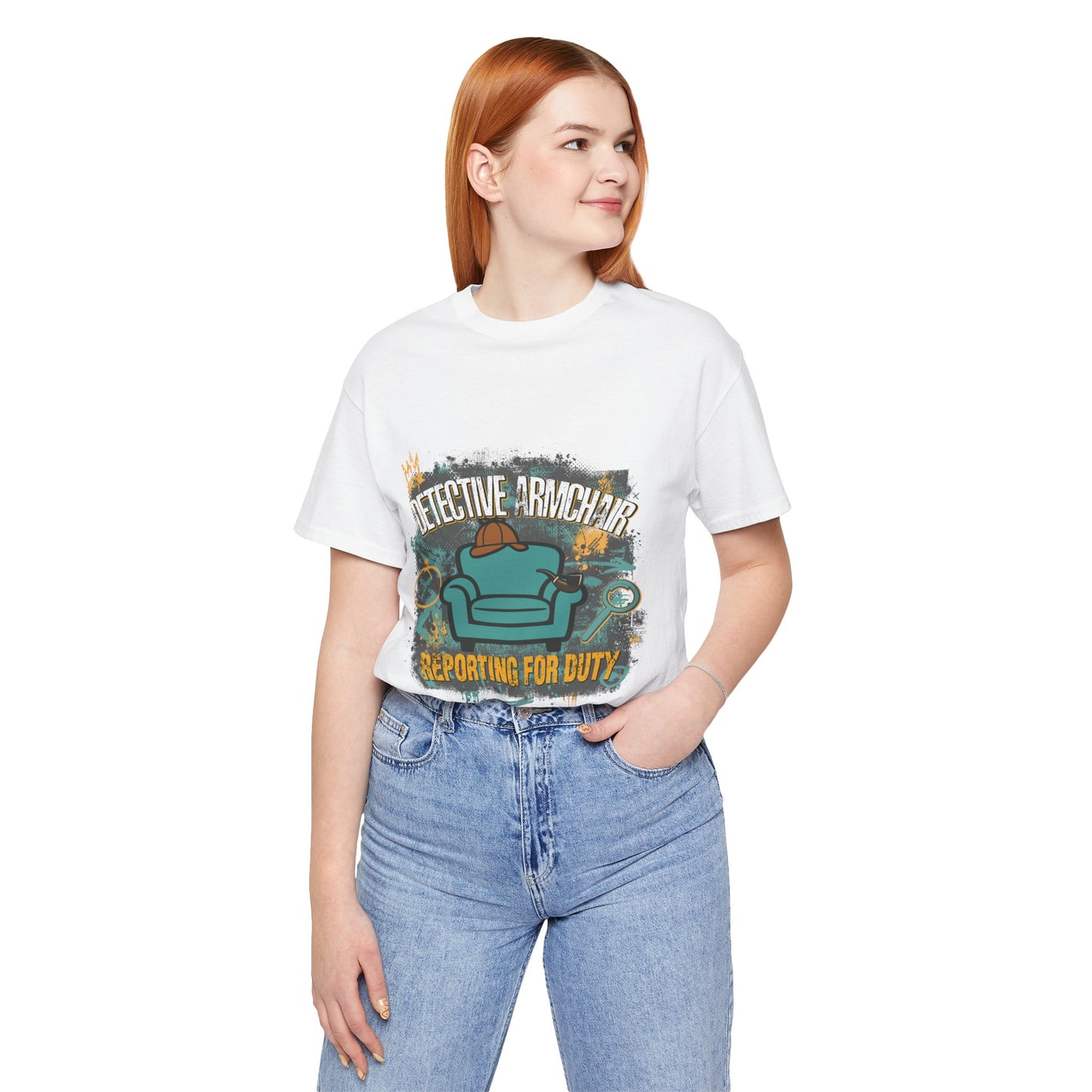 Detective Armchair Reporting for Duty Funny True Crime Graphic T-Shirt
