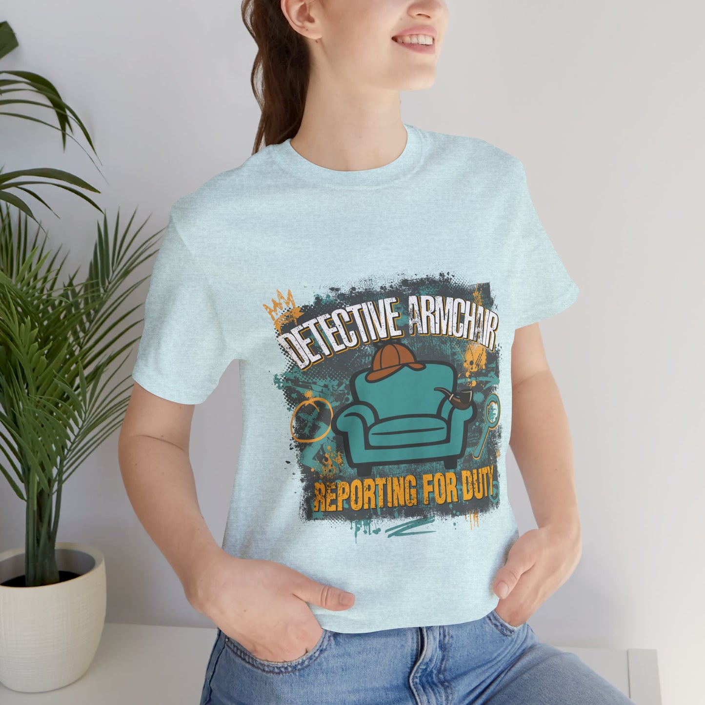 Detective Armchair Reporting for Duty Funny True Crime Graphic T-Shirt