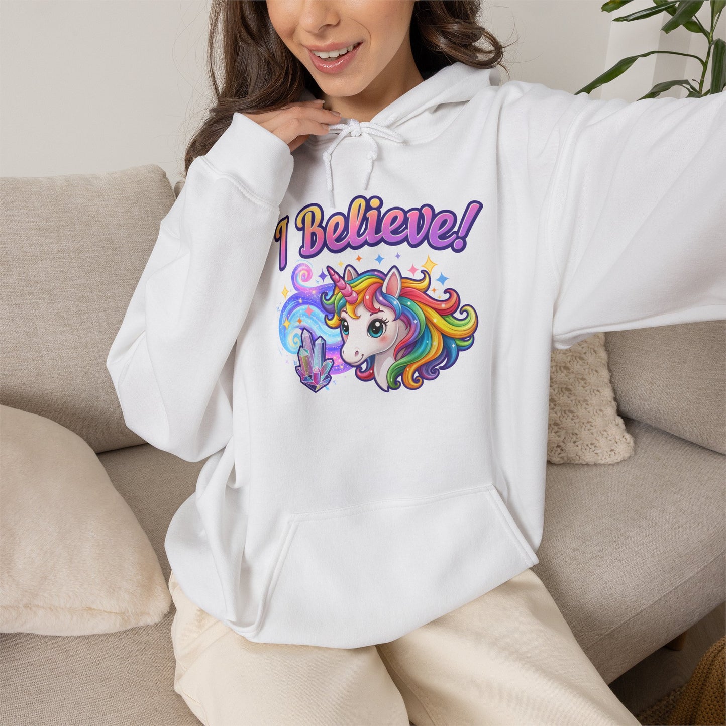 I Believe ... Unicorn Hoodie | Colorful Fantasy Mythical Creature Pullover Sweatshirt