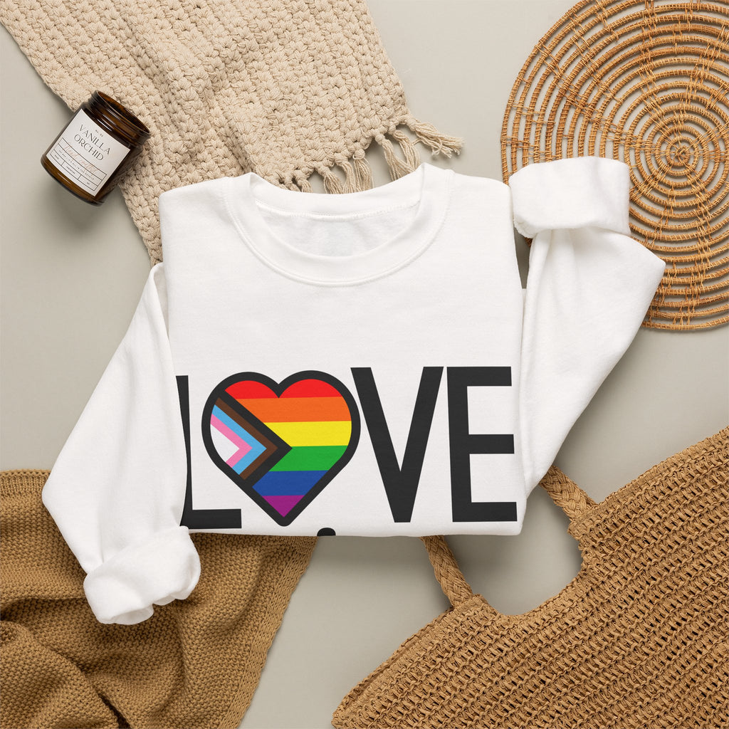 Love Is Love Sweatshirt — Rainbow Heart Pride Crewneck
