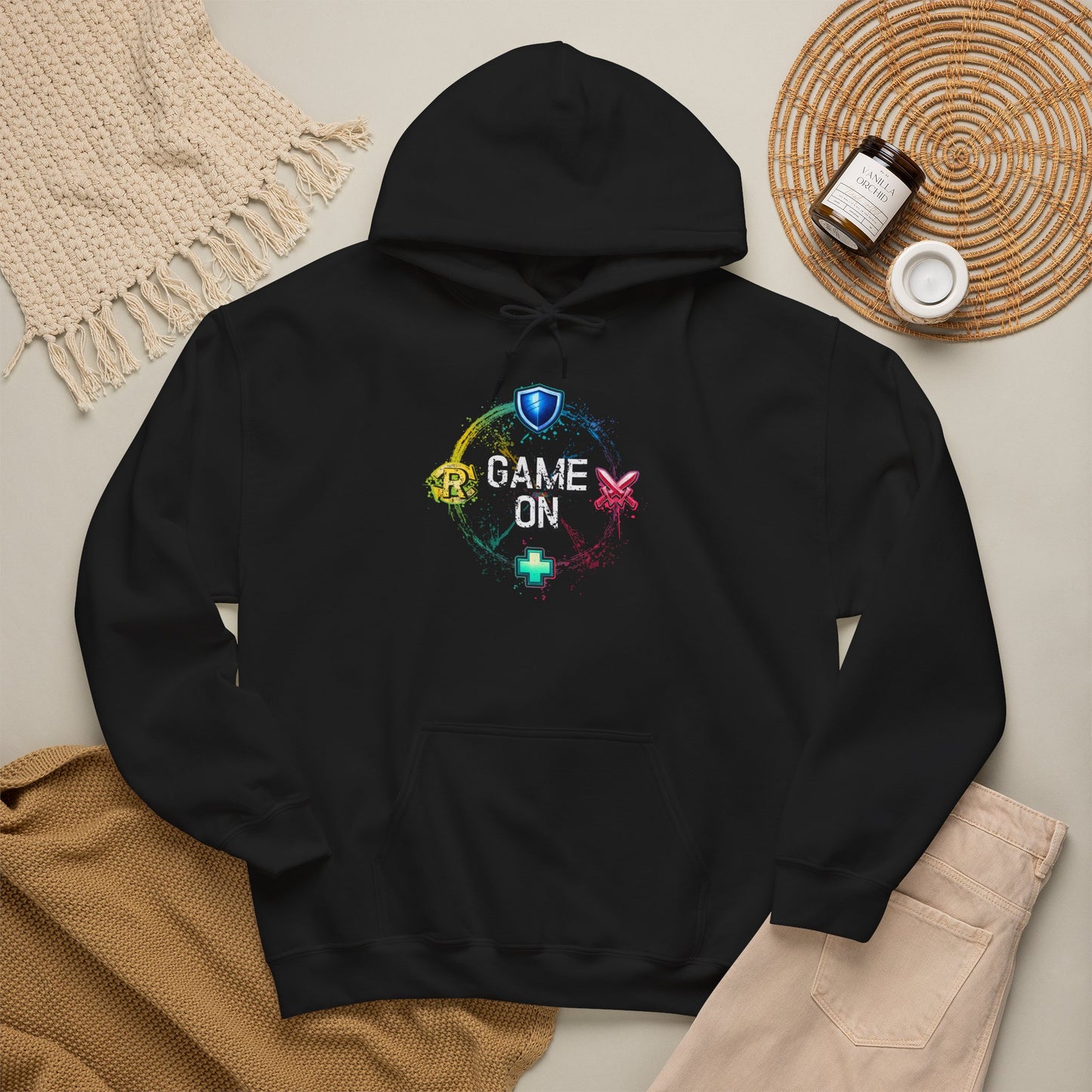 Tank DPS Heal Repeat Hoodie | MMO RPG Gamer Hoodie | Neon Graffiti Gaming Sweatshirt