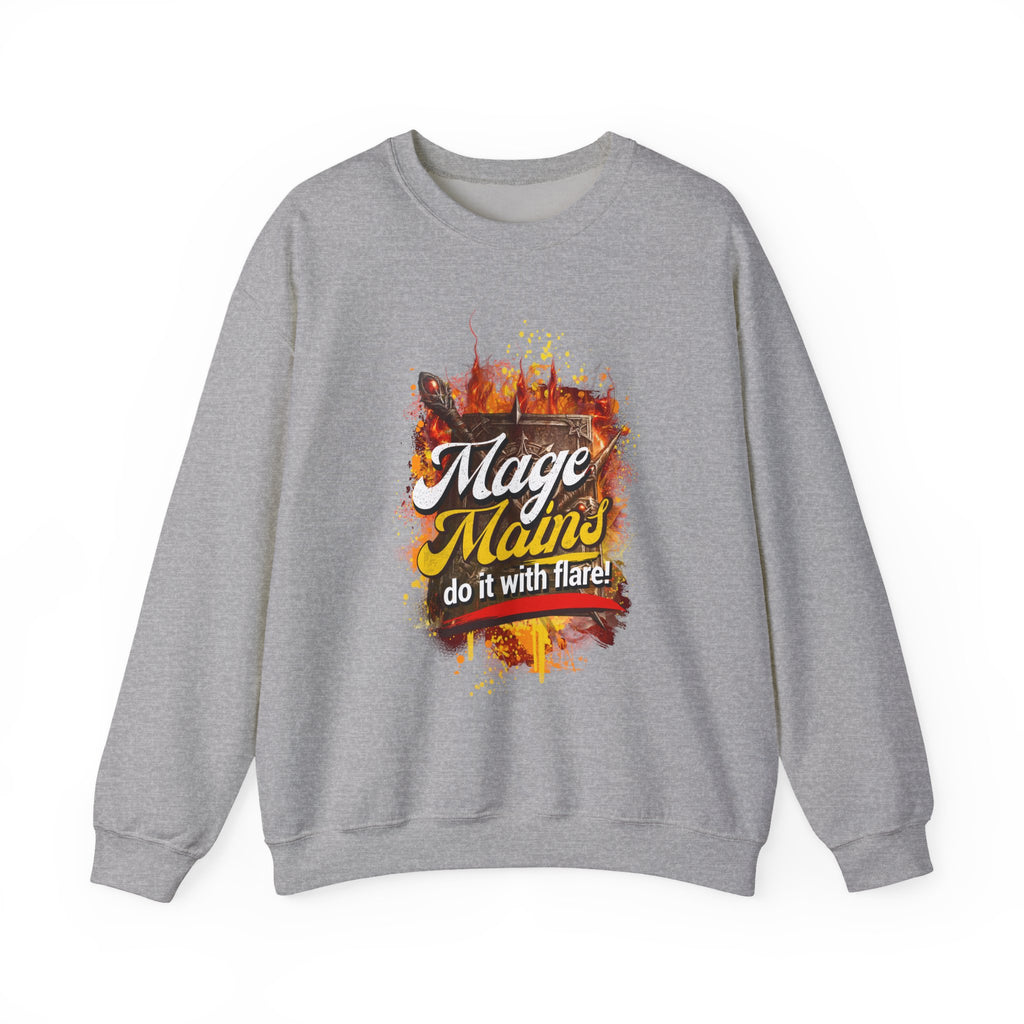 Mage Mains Crewneck Sweatshirt — "Do It With Flare" Fantasy Gamer Pullover