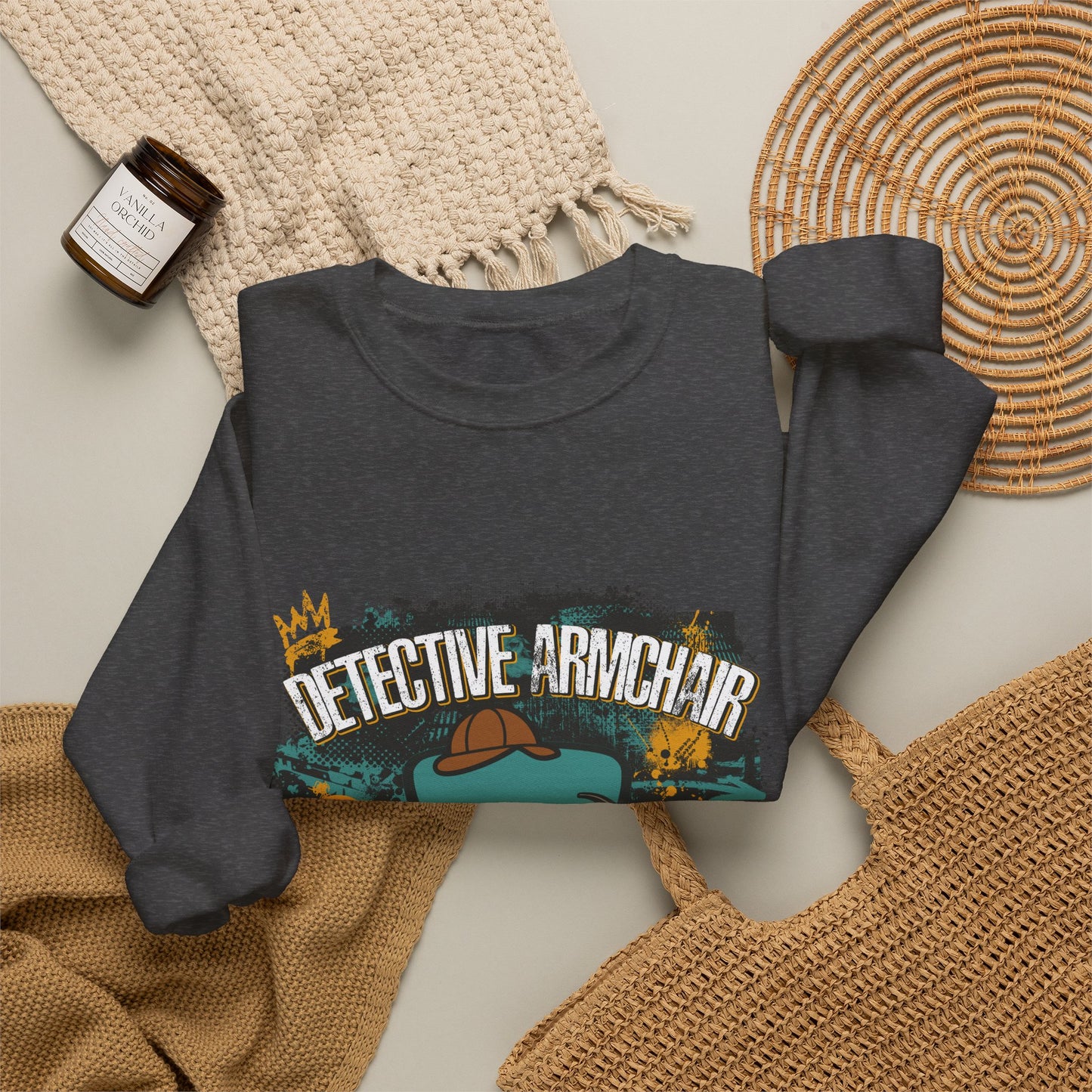 Detective Armchair Reporting for Duty Funny True Crime Crewneck Sweatshirt