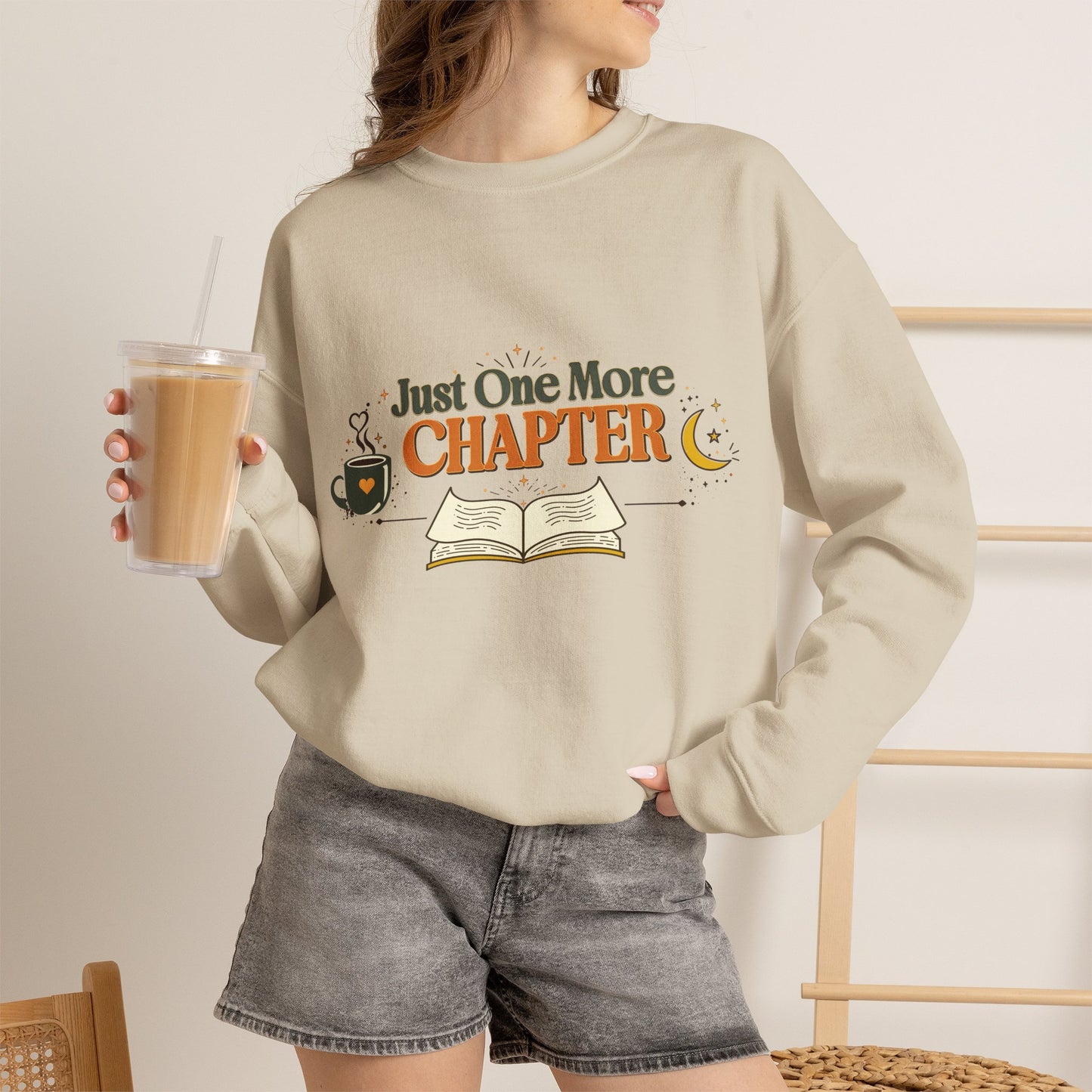 Just One More Chapter | Vintage Book Lover Crewneck Sweatshirt