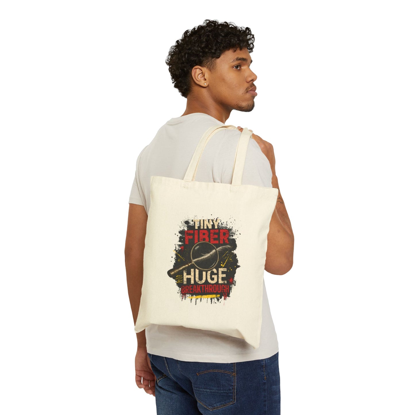 Tiny Fiber Huge Breakthrough Cotton Tote Bag | True Crime Forensics Book & Library Bag