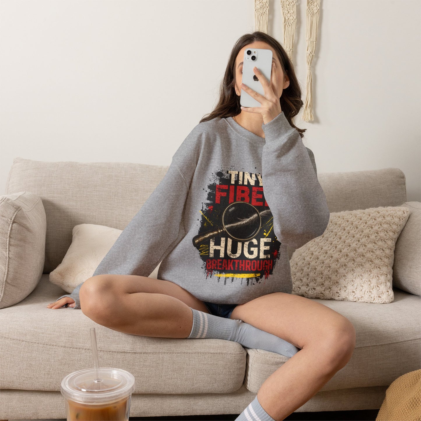 Tiny Fiber Huge Breakthrough Crewneck Sweatshirt | True Crime Forensics Pullover