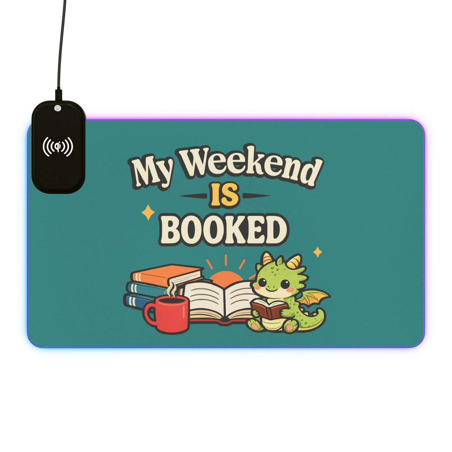 My Weekend Is Booked | Cute Book Dragon Gaming Mouse Pad
