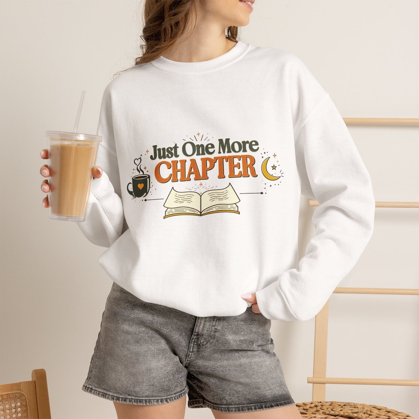 Just One More Chapter | Vintage Book Lover Crewneck Sweatshirt