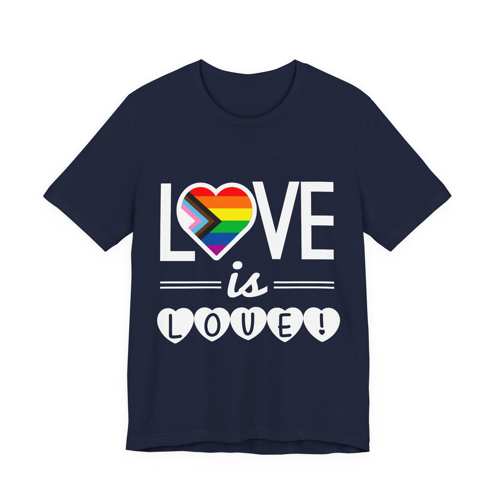Love Is Love T-Shirt — Rainbow Heart Pride Tee