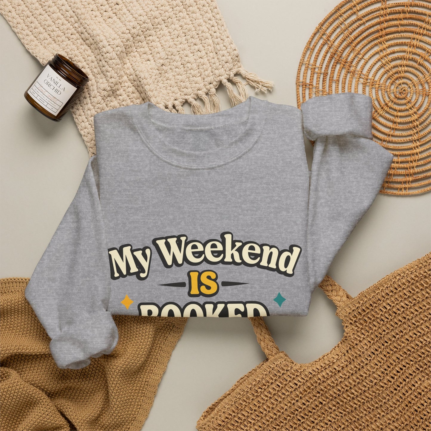 My Weekend Is Booked | Cute Book Dragon Cozy Crewneck Sweatshirt